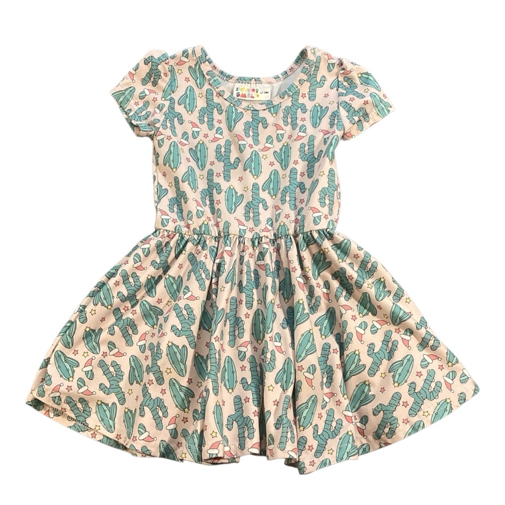 Dot Dot Smile Christmas Cactus Santa Hat Cap Dress‎ Size 12-24 Months